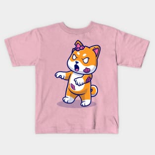 Cute Shiba Inu Dog Zombie Cartoon Kids T-Shirt
